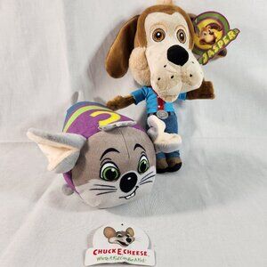 Chuck E Cheese Pizza PLUSH JASPER T JOWLS and MOUSE MASCOT 10" New With Tags
